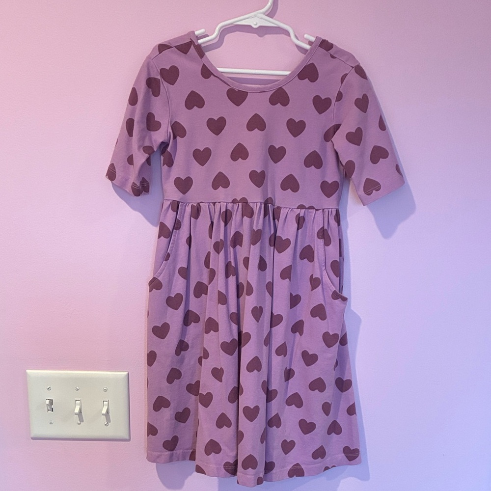 Hanna Andersson Lavender Dress with Dark Purple Hearts